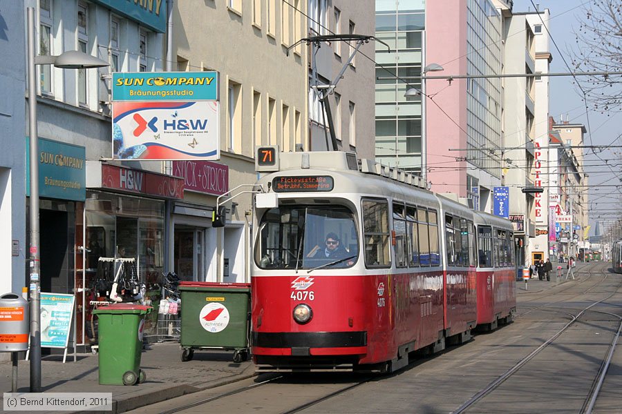 Wien - Straßenbahn - 4076
/ Bild: wien4076_bk1103150021.jpg Wien - Straßenbahn - 4076
/ Bild: wien4076_bk1103150021.jpg
