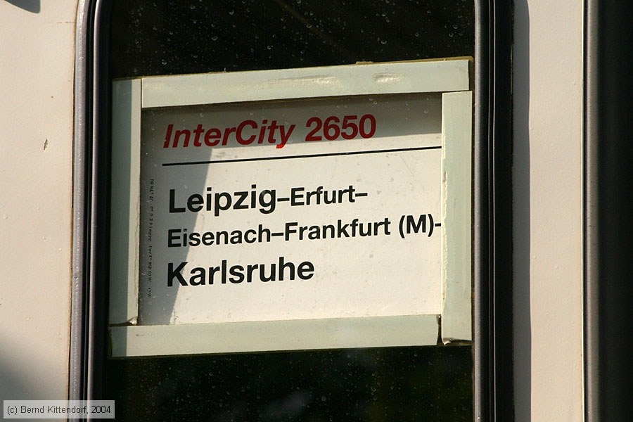Deutsche Bahn - Zuglaufschild - IC 2650
/ Bild: zuglaufic2650_e0005883.jpg