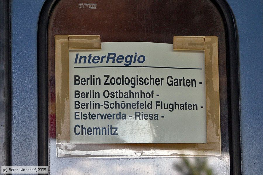 Deutsche Bahn - Zuglaufschild - IR 1289
/ Bild: zuglaufir1289_e0019333.jpg