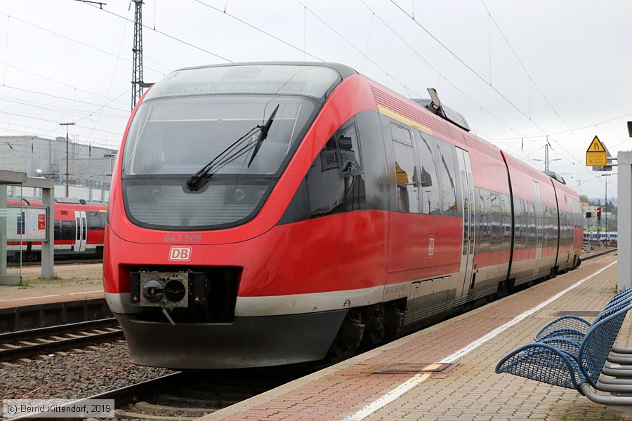 Deutsche Bahn - 643 505
/ Bild: db643505_bk1911130091.jpg