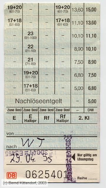 Deutsche Bahn - Fahrkarte - Wochenendticket
/ Bild: db_fk19950429woe.jpg
