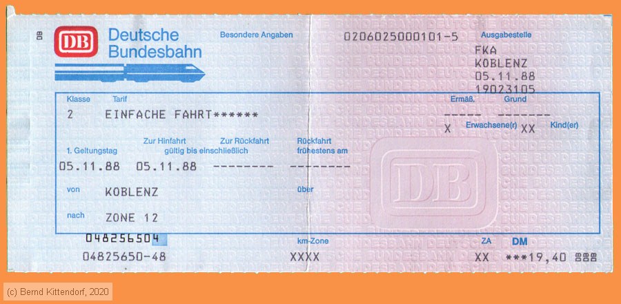 Deutsche Bundesbahn - Fahrkarte
/ Bild: db_fk19881105efkzo12.jpg
