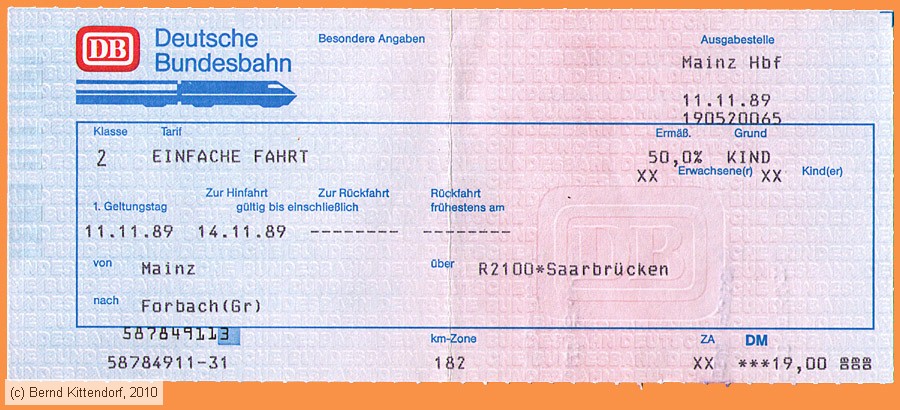 Deutsche Bundesbahn - Fahrkarte
/ Bild: db_fk19891111e.jpg