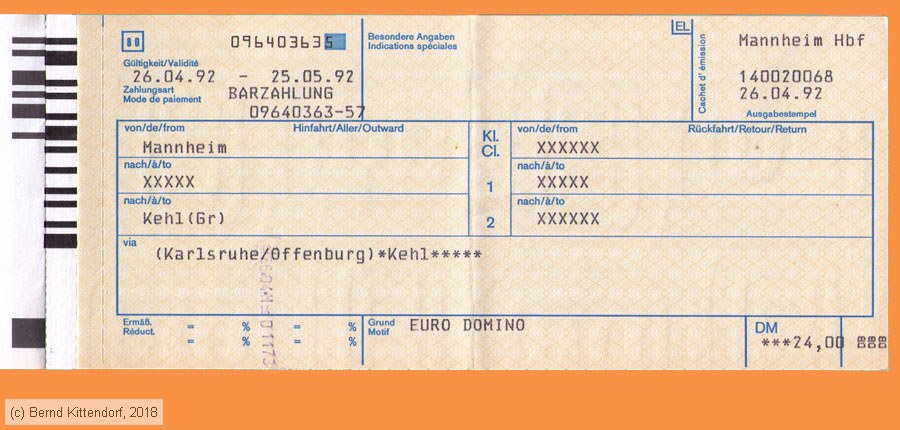 Deutsche Bundesbahn - Fahrkarte
/ Bild: db_fk19920426efks3.jpg