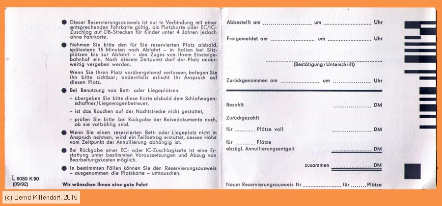 Deutsche Bundesbahn - Reservierung
/ Bild: db_fk19930518res2ph2.jpg