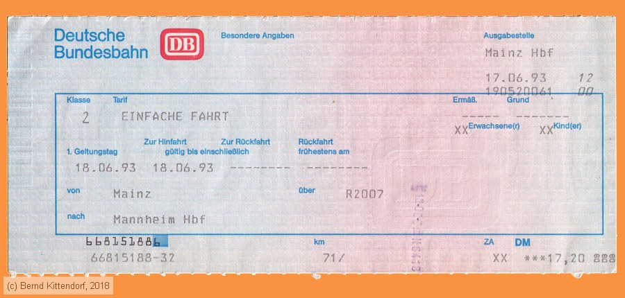 Deutsche Bundesbahn - Fahrkarte
/ Bild: db_fk19930618r1efk.jpg