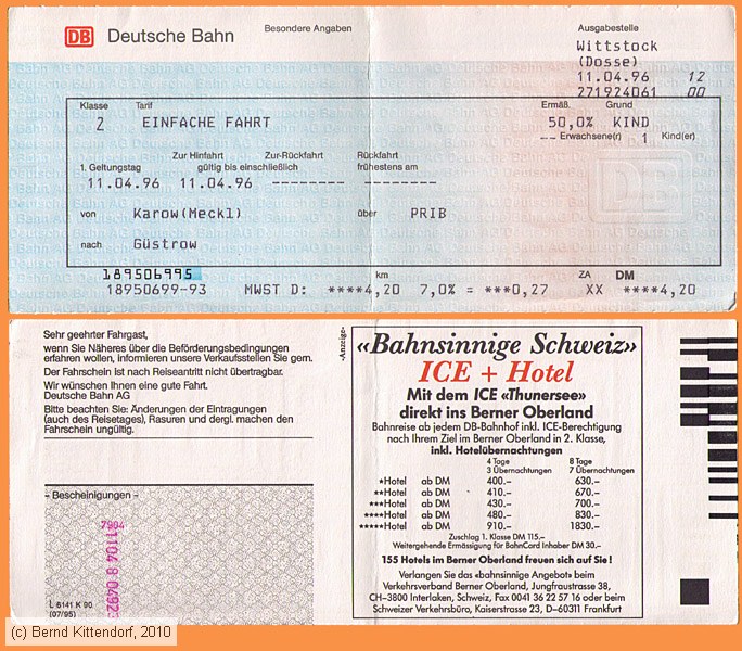 Deutsche Bahn - Fahrkarte
/ Bild: db_fk19960411e.jpg