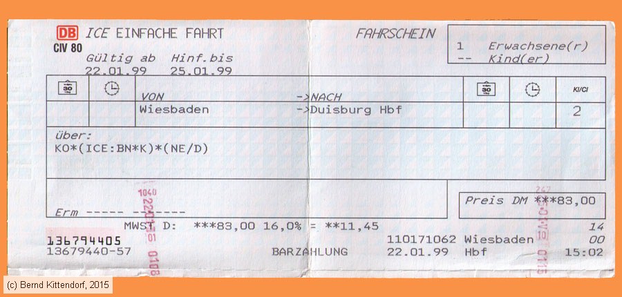Deutsche Bahn - Fahrkarte
/ Bild: db_fk19990122efks1.jpg