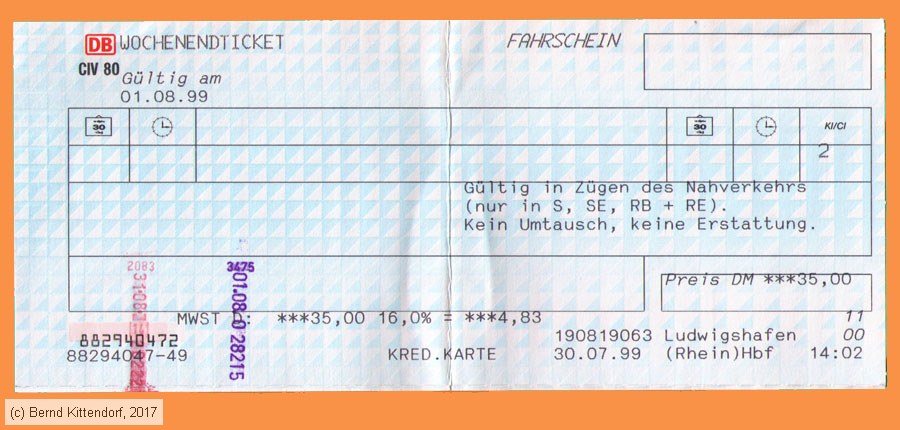 Deutsche Bahn - Wochenendticket
/ Bild: db_fk19990801woe.jpg
