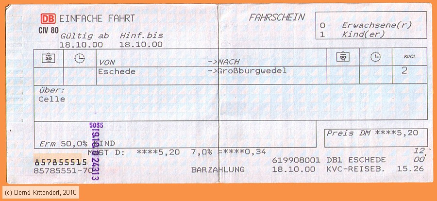 Deutsche Bahn - Fahrkarte
/ Bild: db_fk20001018e.jpg