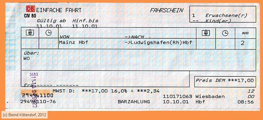 Deutsche Bahn - Fahrkarte
/ Bild: db_fk20011010e1.jpg