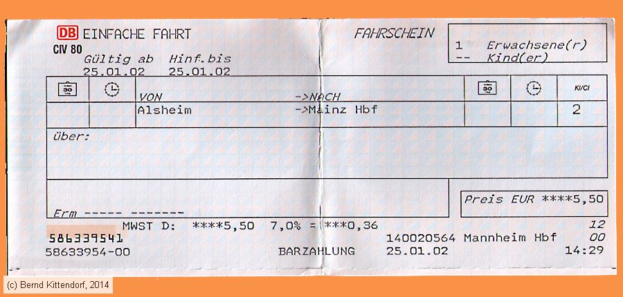 Deutsche Bahn - Fahrkarte
/ Bild: db_fk20020125efkh.jpg