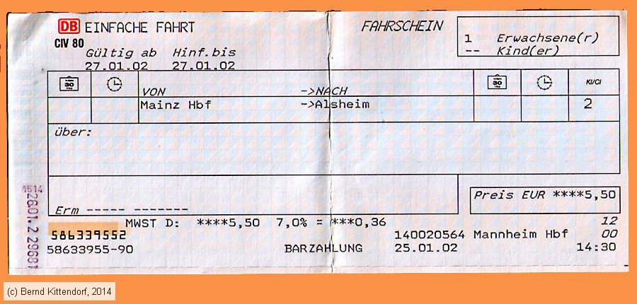 Deutsche Bahn - Fahrkarte
/ Bild: db_fk20020125efkr.jpg