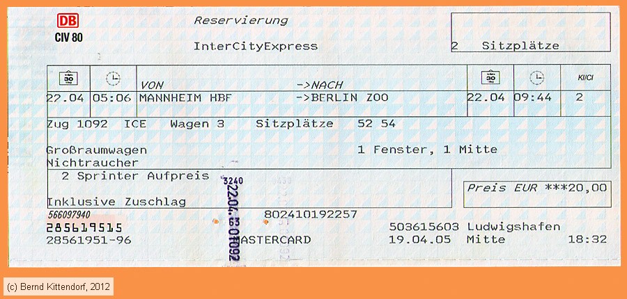 Deutsche Bahn - ICE Sprinter-Aufpreis
/ Bild: db_fk20050419spr.jpg