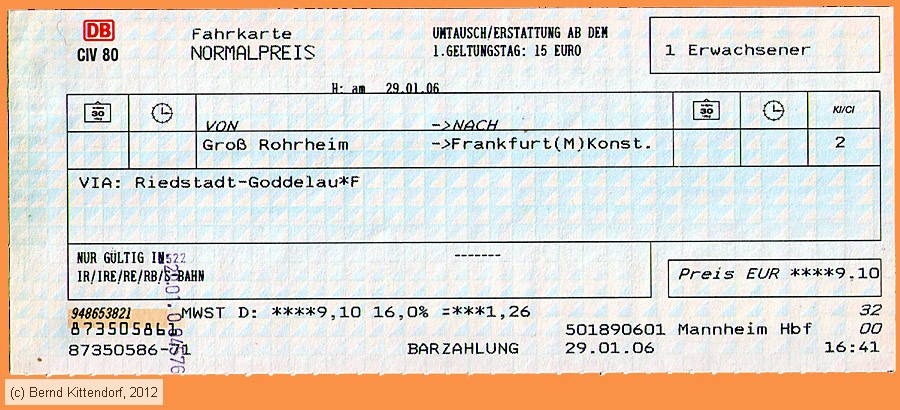 Deutsche Bahn - Fahrkarte
/ Bild: db_fk20060129efk.jpg