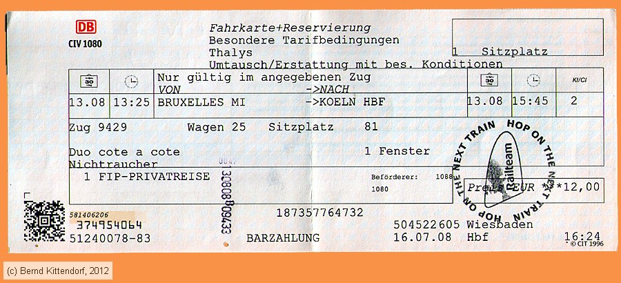Deutsche Bahn - Fahrkarte
/ Bild: db_fk20080716th.jpg