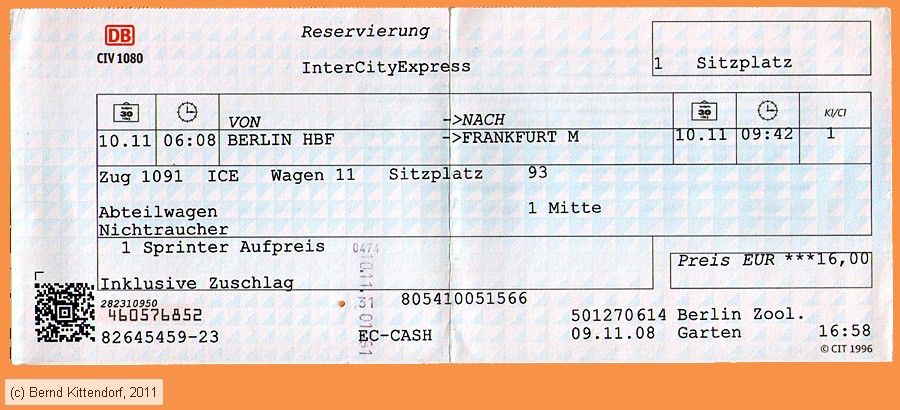 Deutsche Bahn - ICE Sprinter-Aufpreis
/ Bild: db_fk20081109spr.jpg