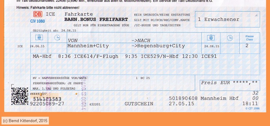 Deutsche Bahn - Fahrkarte Bahn.Bonus Freifahrt
/ Bild: db_fk20150624bbfk.jpg