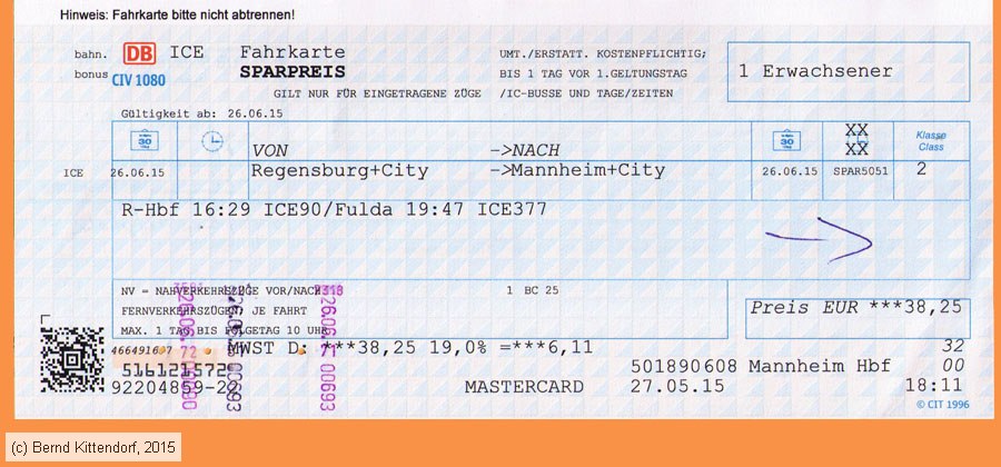 Deutsche Bahn - Fahrkarte Sparpreis
/ Bild: db_fk20150626fksps1.jpg