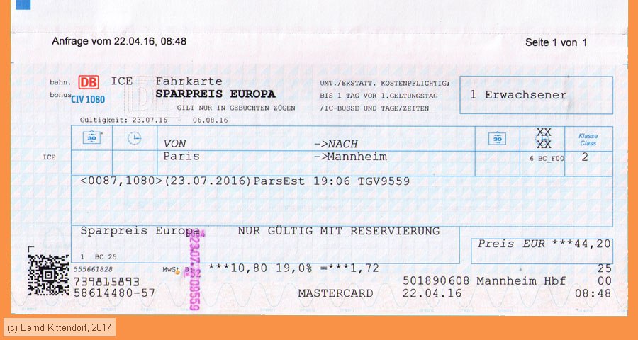 Deutsche Bahn - Fahrkarte Sparpreis Europa
/ Bild: db_fk20160723fka.jpg
