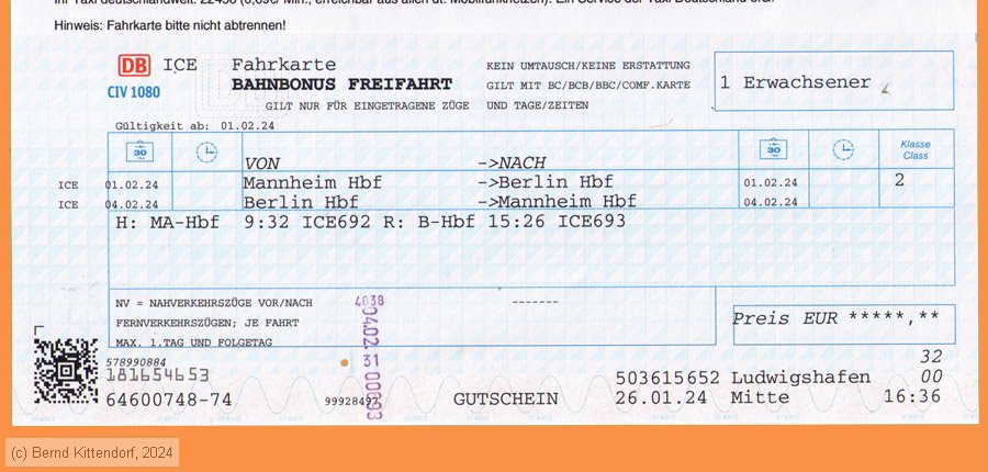 Deutsche Bahn - Fahrkarte Bahnbonus Freifahrt
/ Bild: db_fk20240201r1f1.jpg