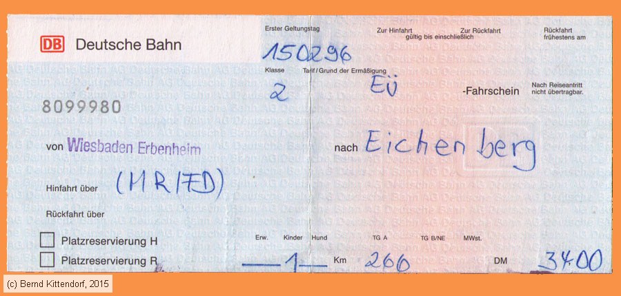 Deutsche Bahn - Fahrkarte
/ Bild: db_fk19960215efkks1.jpg