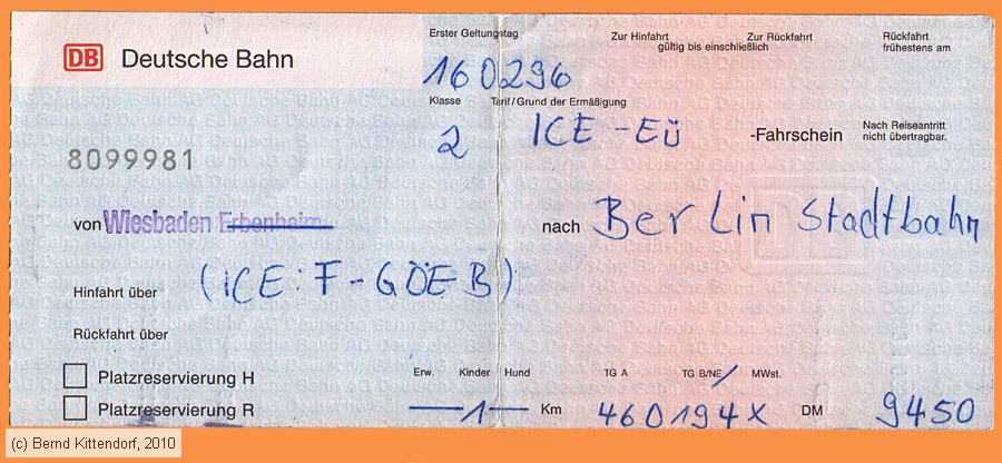 Deutsche Bahn - Fahrkarte
/ Bild: db_fk19960216e.jpg
