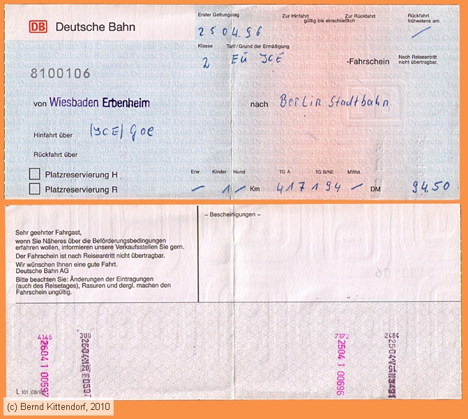 Deutsche Bahn - Fahrkarte
/ Bild: db_fk19960425e.jpg