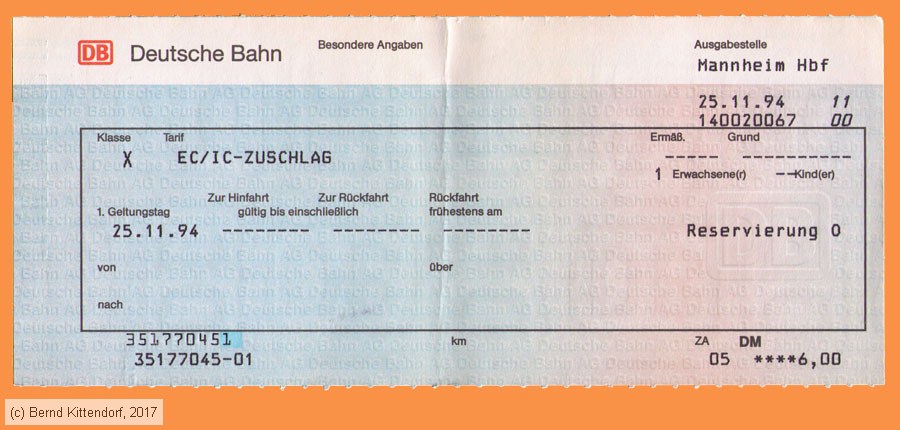 Deutsche Bahn - EC/IC-Zuschlag
/ Bild: db_fk19941125iczu.jpg