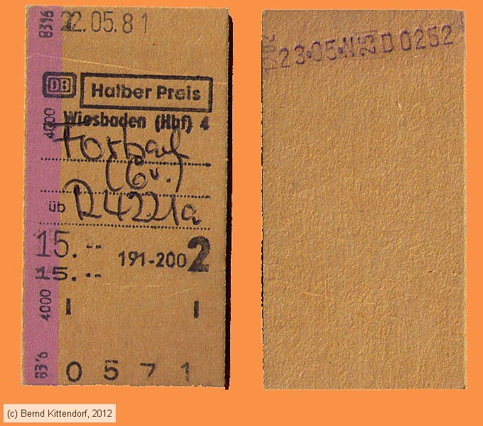 Deutsche Bundesbahn - Fahrkarte
/ Bild: db_fk19810522fkh.jpg