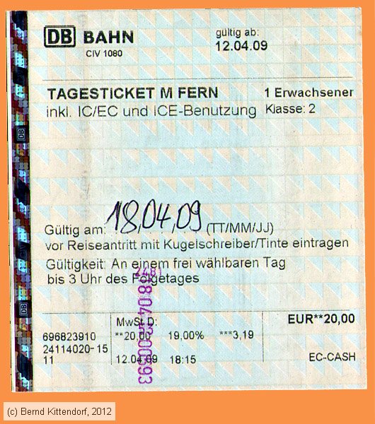 Deutsche Bahn - Fahrkarte
/ Bild: db_fk20090418tm.jpg