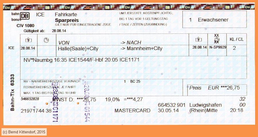Deutsche Bahn - Fahrkarte
/ Bild: db_fk20140828fksp.jpg