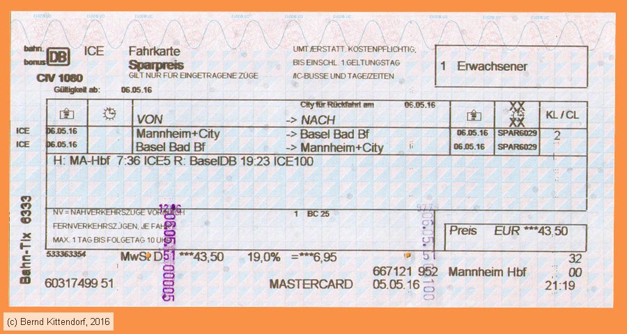 Deutsche Bahn - Fahrkarte Sparpreis
/ Bild: db_fk20160506fksp.jpg