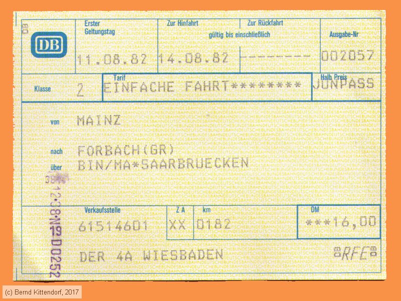 Deutsche Bundesbahn - Fahrkarte
/ Bild: db_fk19820811efk.jpg