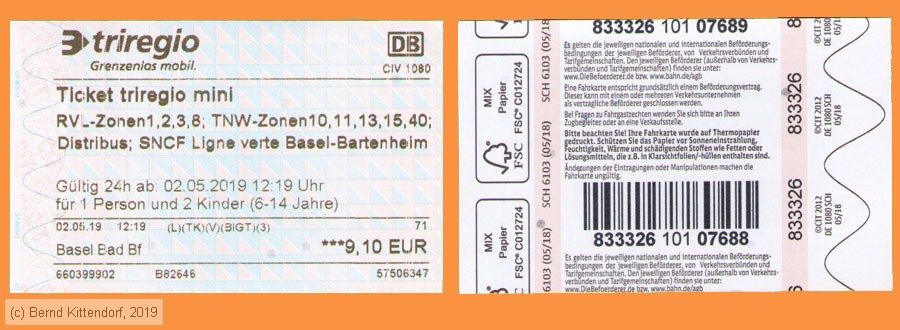 Deutsche Bahn - Fahrkarte
/ Bild: db_fk20190502triregiomini1.jpg