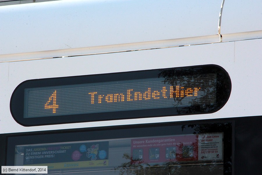 Bremen - Straßenbahn - 3103
/ Bild: bremen3103_bk1409040020.jpg Bremen - Straßenbahn - 3103
/ Bild: bremen3103_bk1409040020.jpg