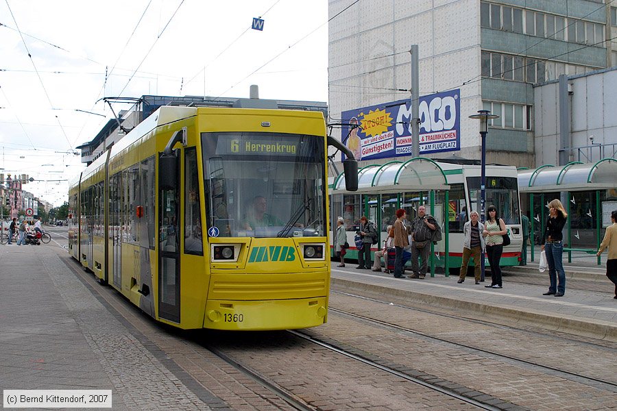 Straßenbahn Magdeburg - 1360
/ Bild: magdeburg1360_bk0708030173.jpg Straßenbahn Magdeburg - 1360
/ Bild: magdeburg1360_bk0708030173.jpg