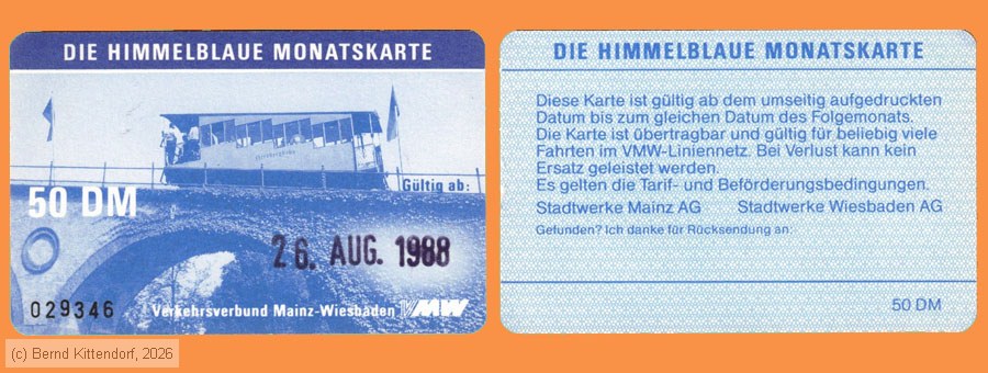 Verkehrsverbund Mainz-Wiesbaden - Fahrkarte
/ Bild: vmw_fk19880826hbm.jpg