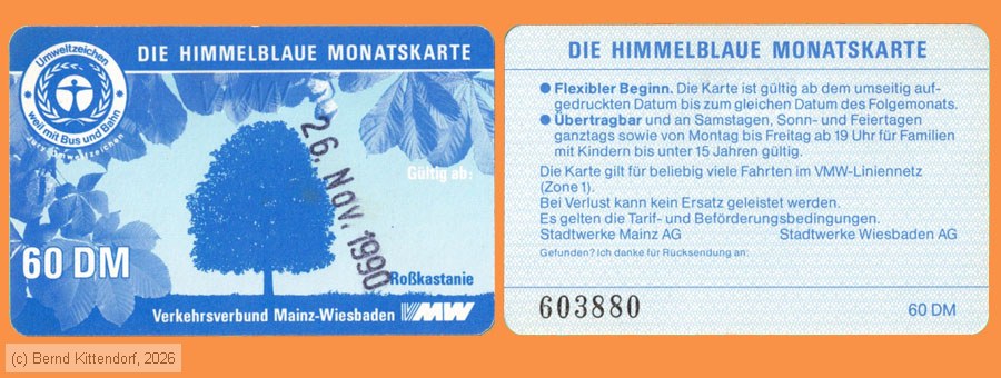 Verkehrsverbund Mainz-Wiesbaden - Fahrkarte
/ Bild: vmw_fk19901126hbm.jpg