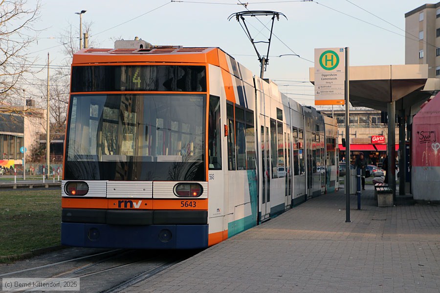 Straßenbahn Mannheim - 5643
/ Bild: rnv5643_bk2503100001.jpg Straßenbahn Mannheim - 5643
/ Bild: rnv5643_bk2503100001.jpg