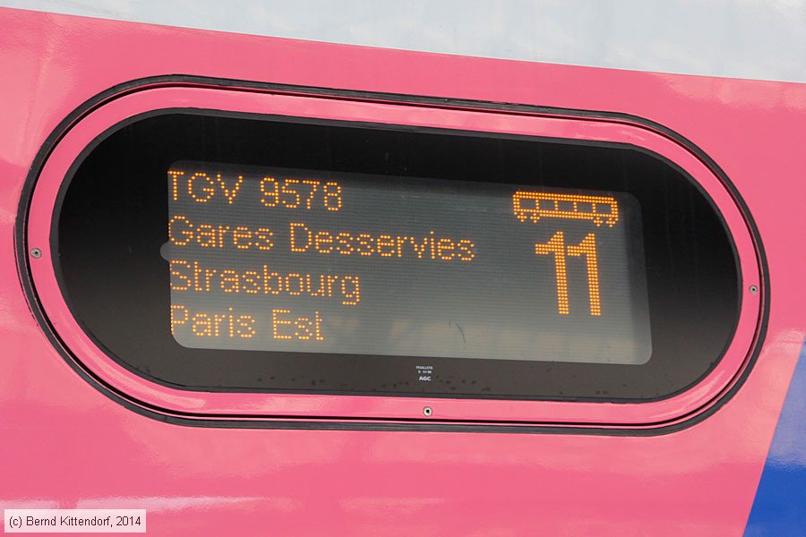 SNCF - Zuglaufanzeige - TGV 9578
/ Bild: zuglaufsncftgv9578_bk1406240013.jpg