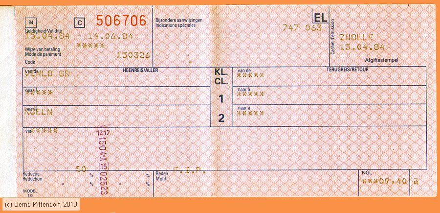 Nederlandse Spoorwegen - Fahrkarte
/ Bild: ns_fk19840415b.jpg